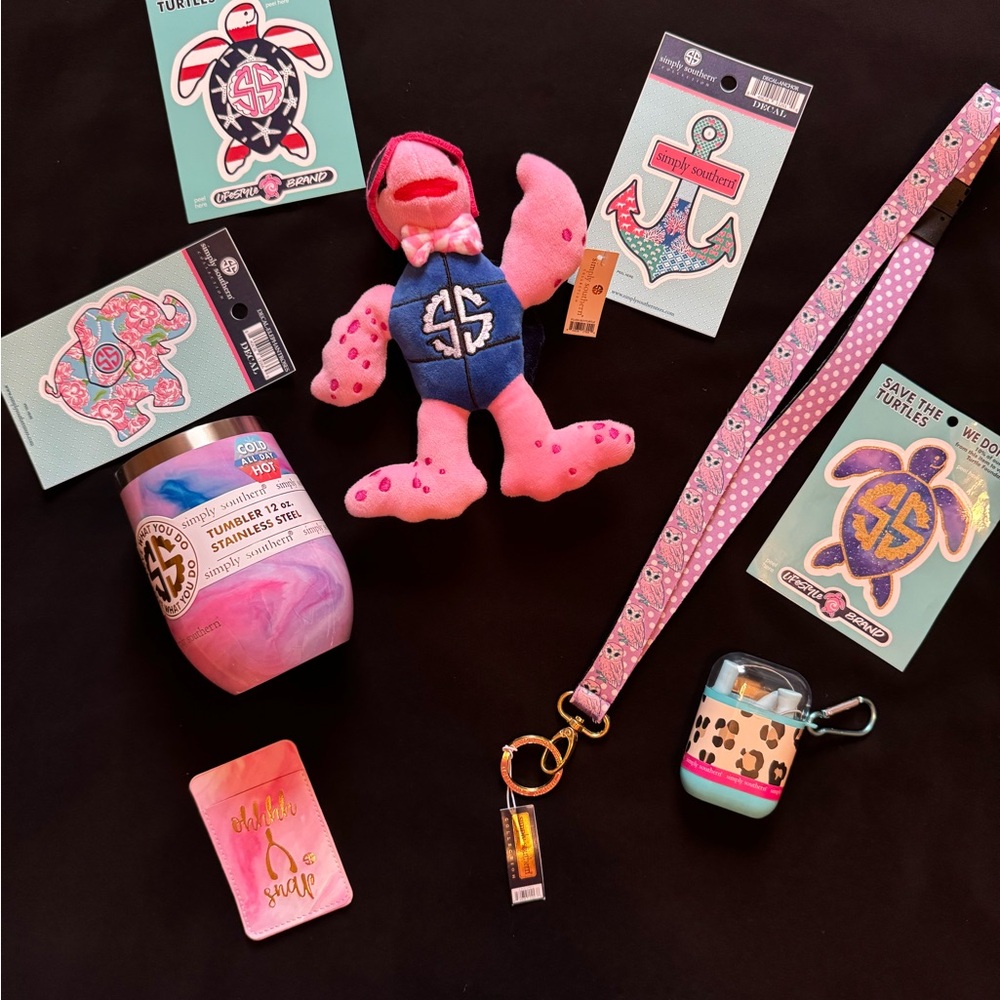 Simply Southern tumbler, lanyard, turtle, more